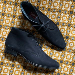 Vintage Women’s lace-up ankle boots, black suede, Made in Japan, Size 5.5 - 6